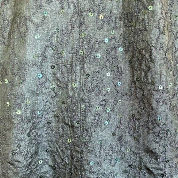 EILEEN FISHER Silk Embroidered Green Sequin Jacket Size S - Picture 8 of 8